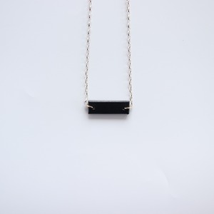 leather tag necklase [navy]