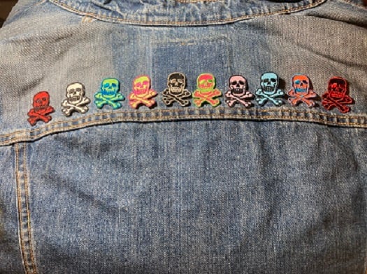 ガイコツ スカル ワッペン アイロンパッチ アップリケ FD0306