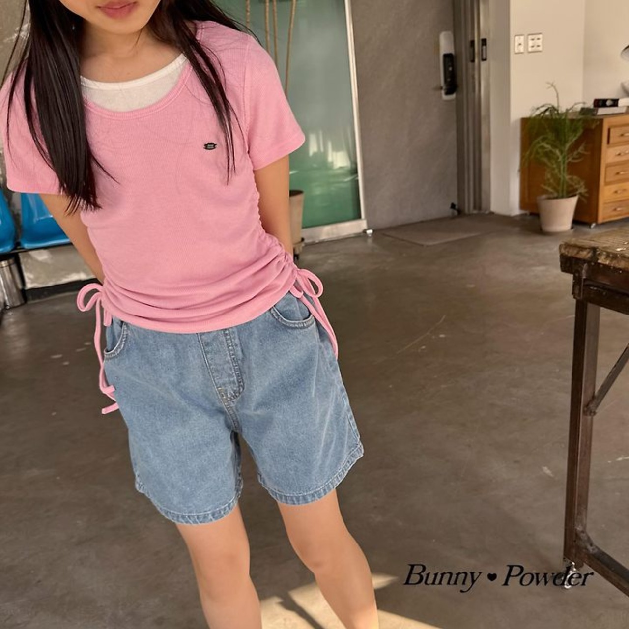 [Bunny Powder] Shirred layered tee / [버니파우더] 셔링레이어티