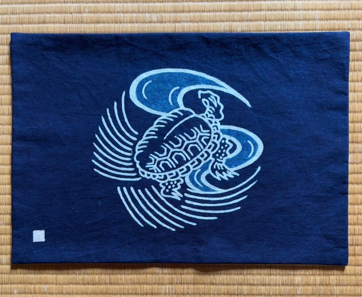 筒描藍染 暖簾 花尽くし | 長田染工場