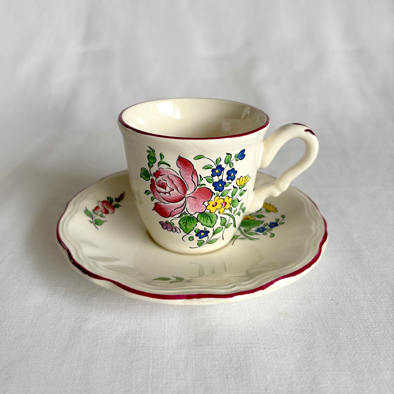 コーヒーカップ　KGリュネヴィル　カップソーサー　花柄　バラ　オールドストラスブール　12twev1-5