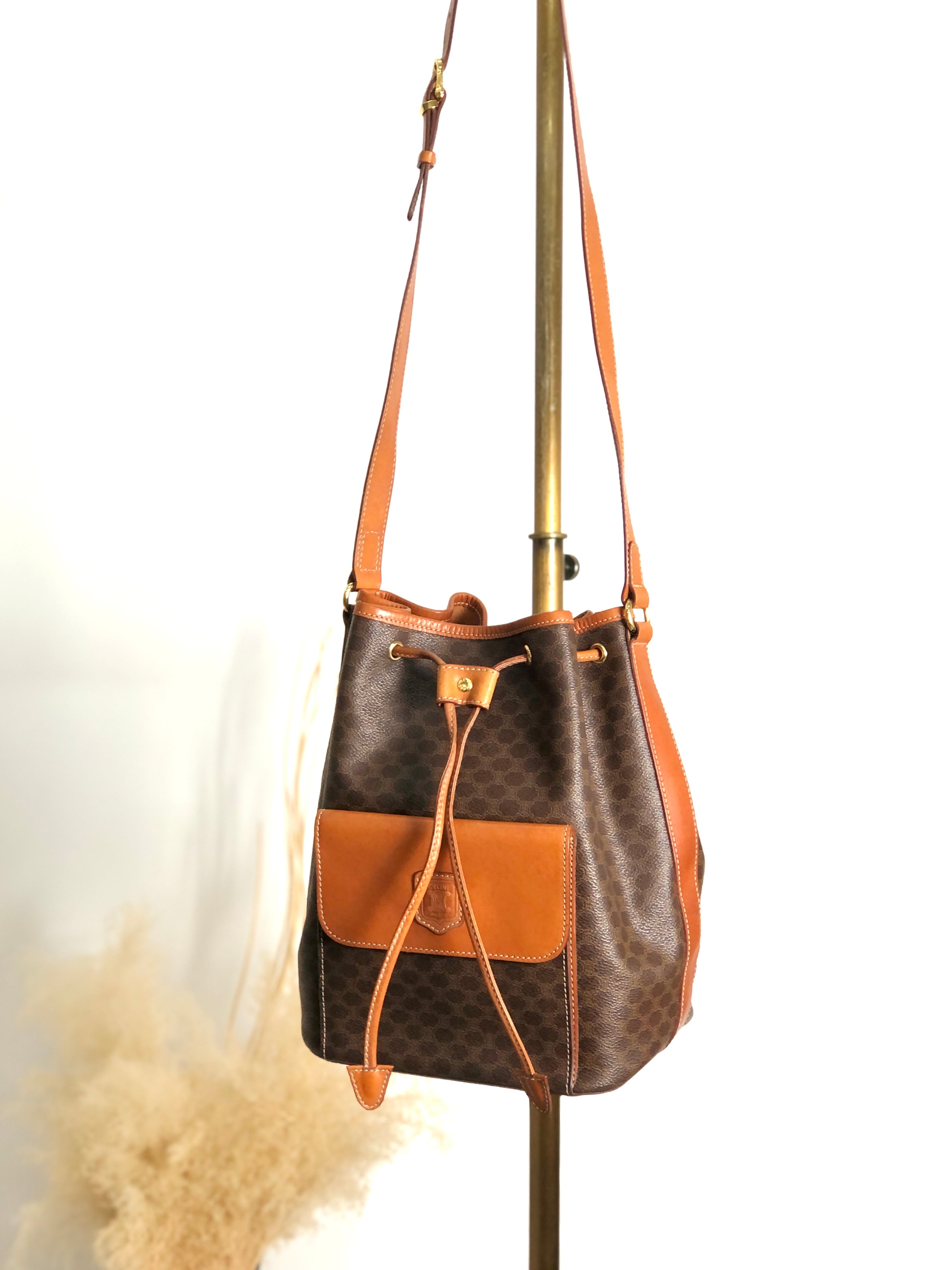 CELINE セリーヌ マカダム ショルダーバッグ ブラウン ブラゾン型押し