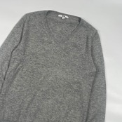カシミヤ100% UNIQLO ユニクロ Vネック ニット セーター L/グレー レディース