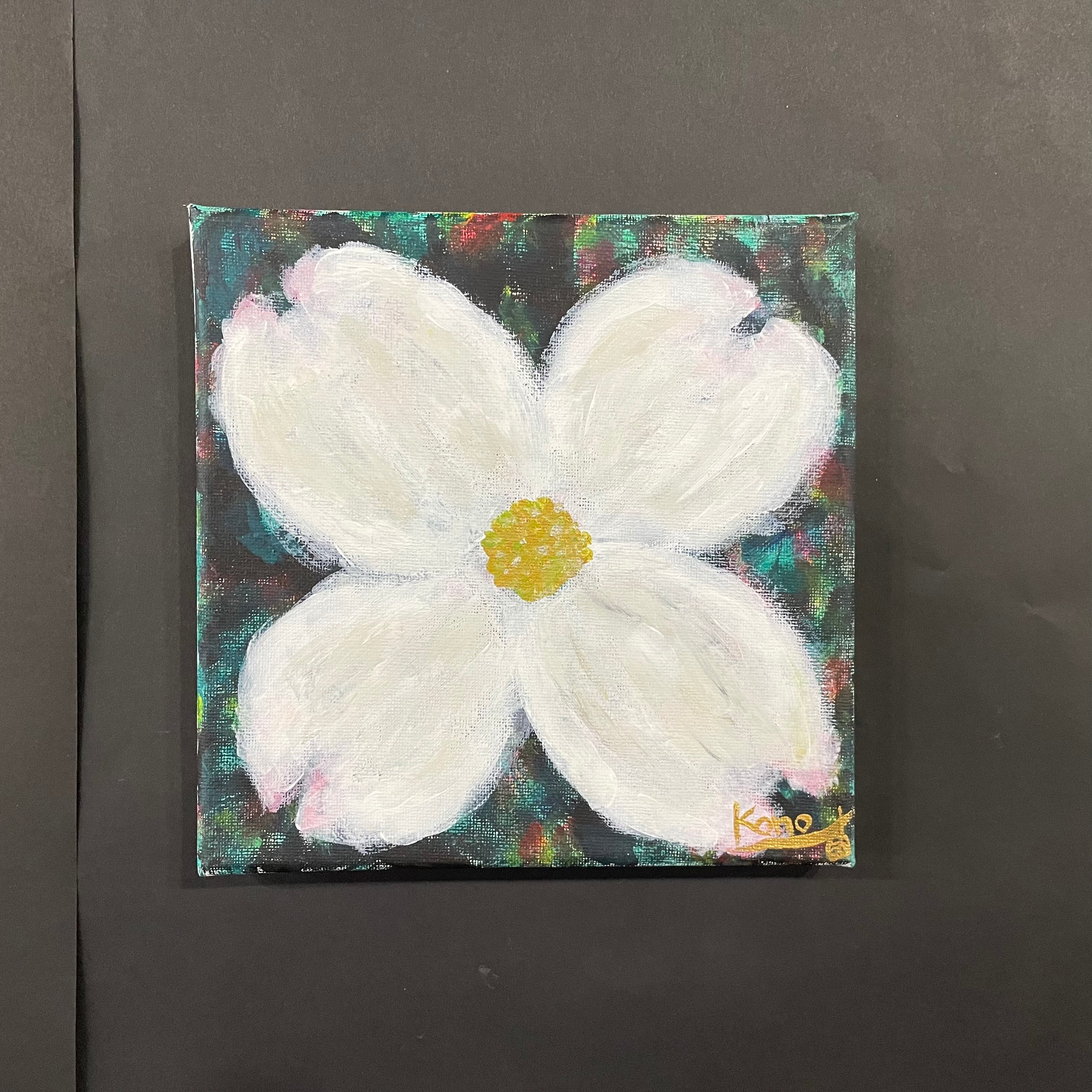 ハナミズキの花」アクリル画 キャンバス(180mm×180mm) | KONO Art Shop