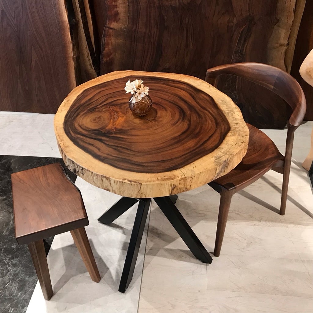 一枚板テーブル モンキーポッド 輪切り モンキーポッド輪切りダイニングテーブル ＜ウレタン塗装＞ 「脚