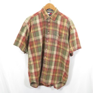 90s TOMMY HILFIGER リネンコットン 半袖シャツ sizeM/トミーヒルフィガー 0402