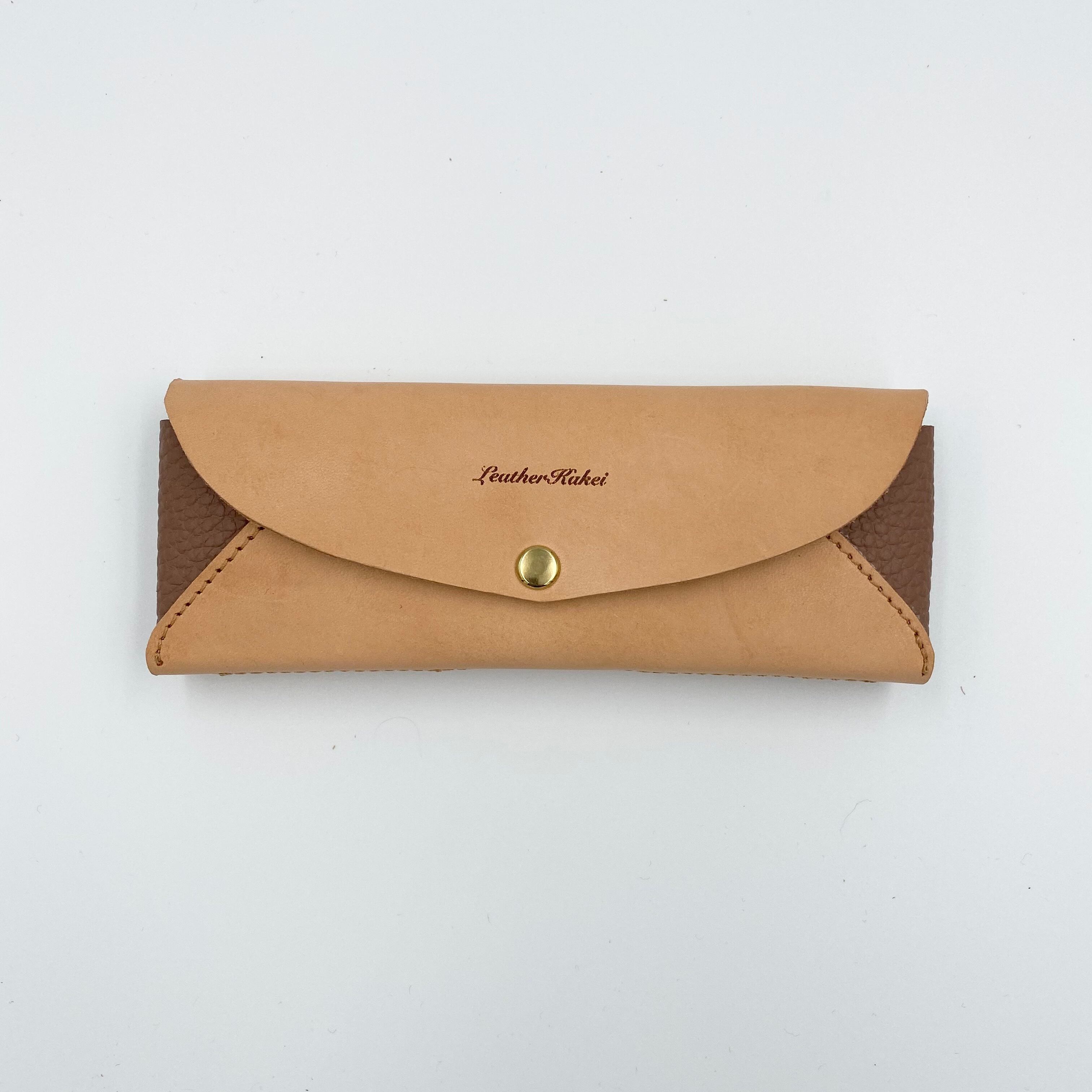 メガネケース ツートン ナチュラル ピンクブラウン Leather Kakei