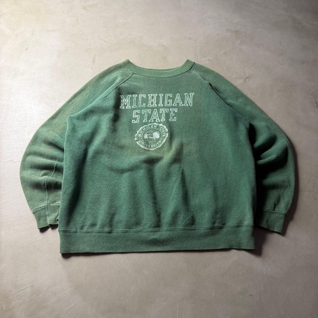 70s Champion Sweat Flocky Print MICHIGAN