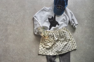 【elly molly】shadow cat トレーナー (White)100〜130cm【230915el】