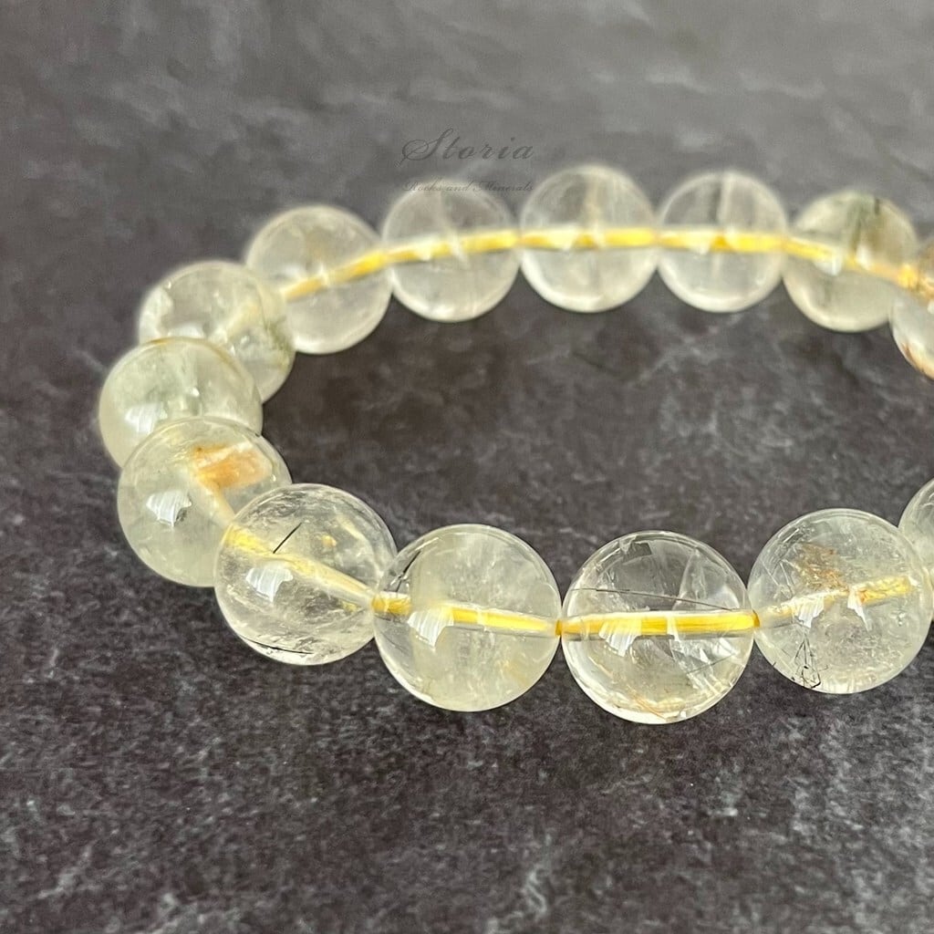 13.5mm マダガスカル産 ライモナイトインクォーツ ブレスレット【画像