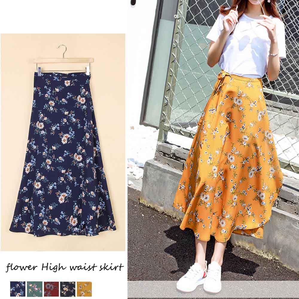巻きスカート レディース 花柄 マキシスカート ハイウエスト ラップスカート