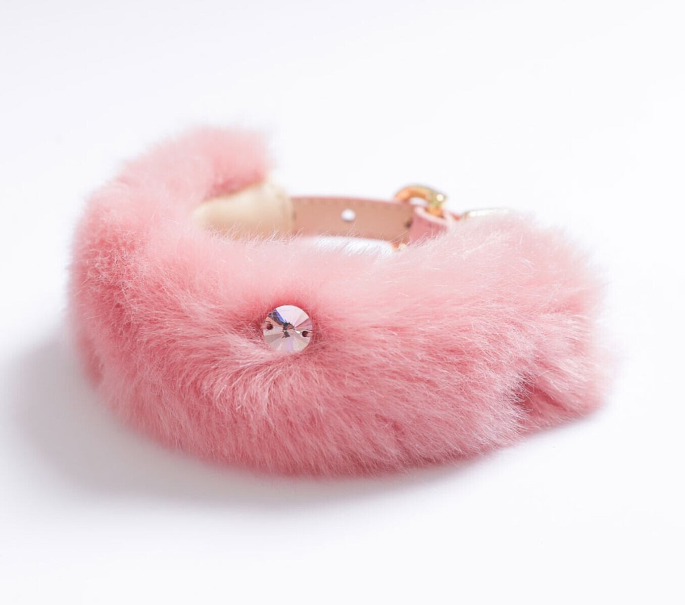 即納【PETTISTA】Eco Fur Pompom × swarovski《Pink》