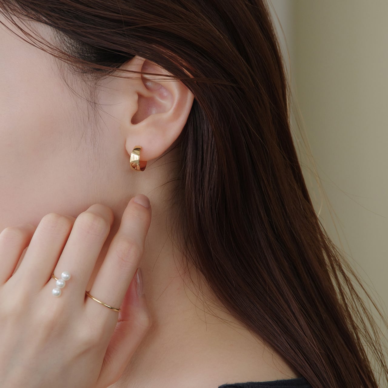 K18イエローゴールド 淡水パール ダブルフィンガーリング【MKY0055R1