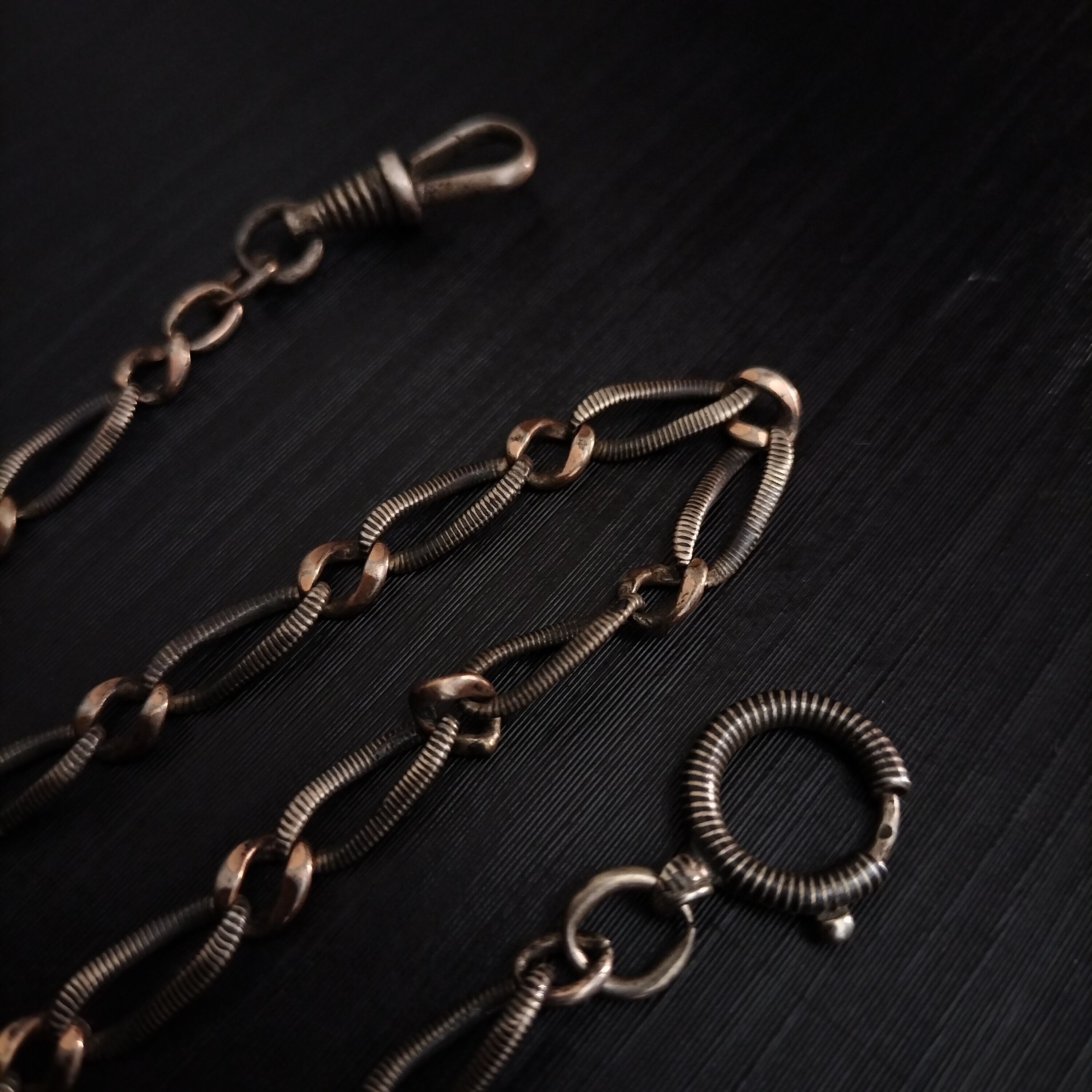 Niello Silver & Vermeil Gold Watch Chain