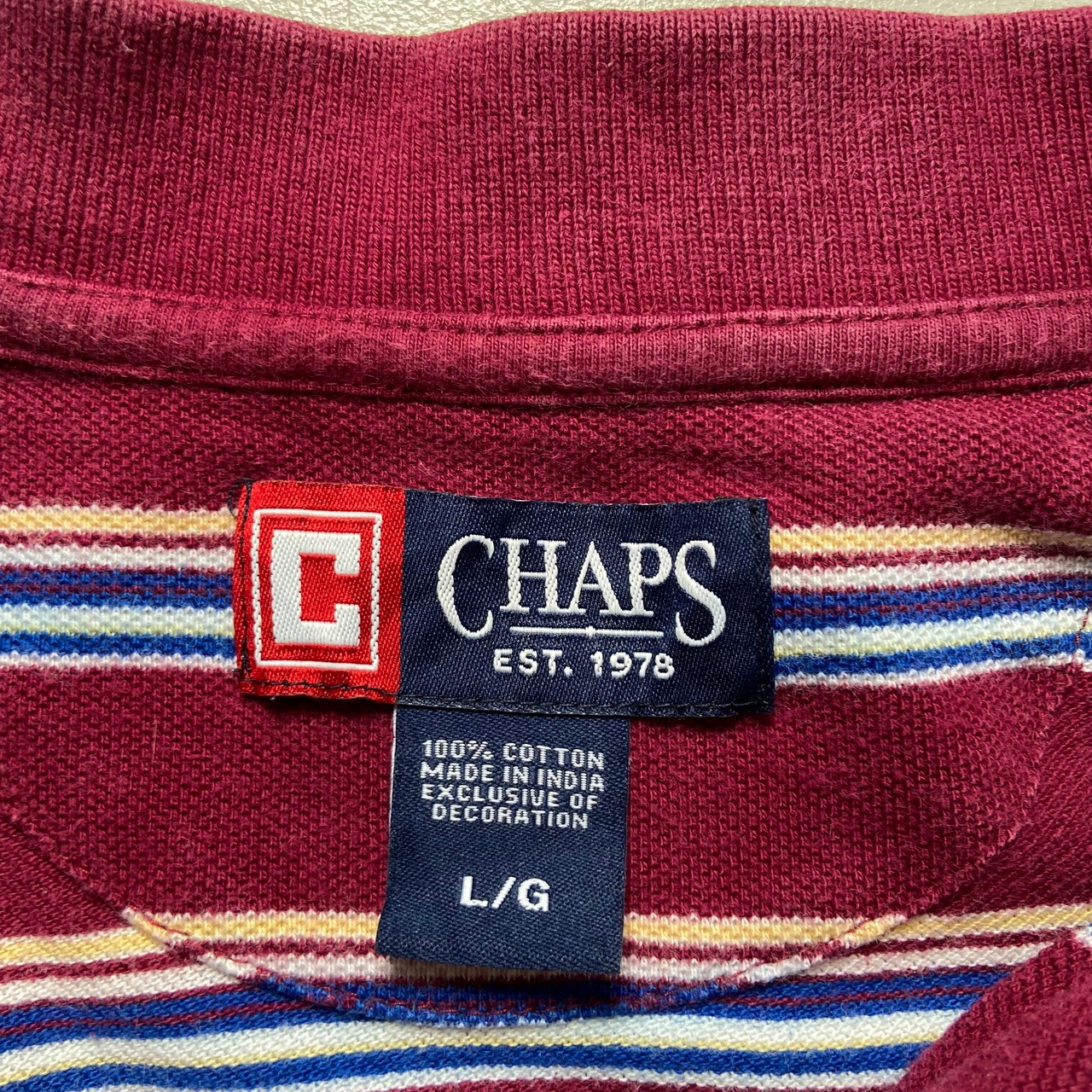 90年代 CHAPS チャップス ワンポイント刺繍 ボーダー ポロシャツメンズ 