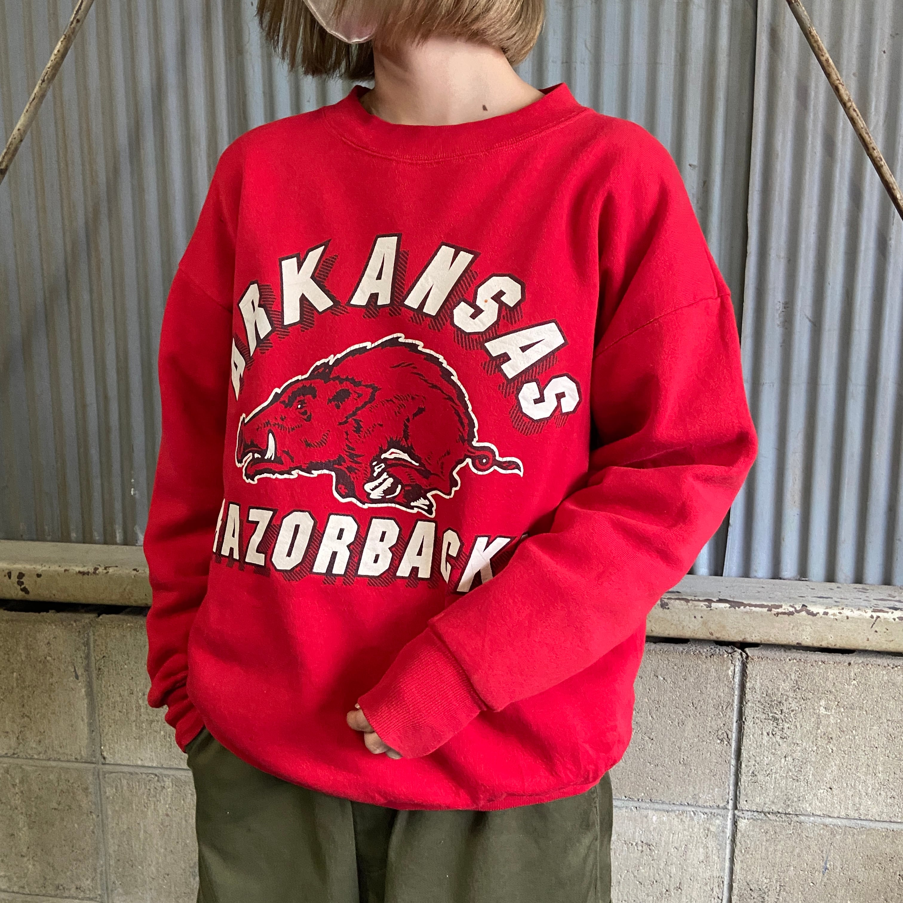 USA製 80年代 ARKANSAS Razorbacks カレッジ チーム 3段ロゴプリント スウェット メンズM相当 古着 80s 1989  ヴィンテージ ビンテージ レッド 赤 レディース 【スウェット】【SW20】【AN20】 | cave 古着屋【公式】古着通販サイト