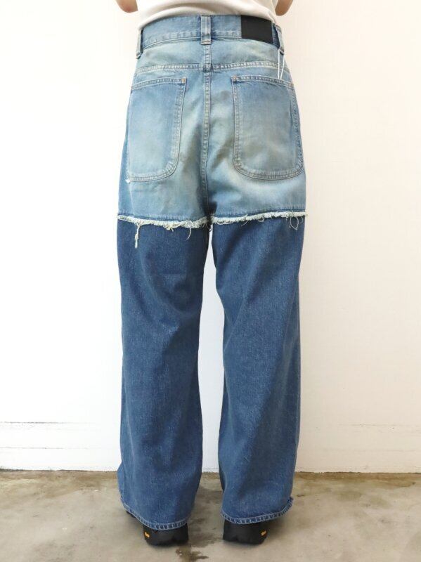 JieDa 2TONE BAGGY DENIM PANTS (IND). Jie-23W-PT02 | IAAAM ONLINE STORE