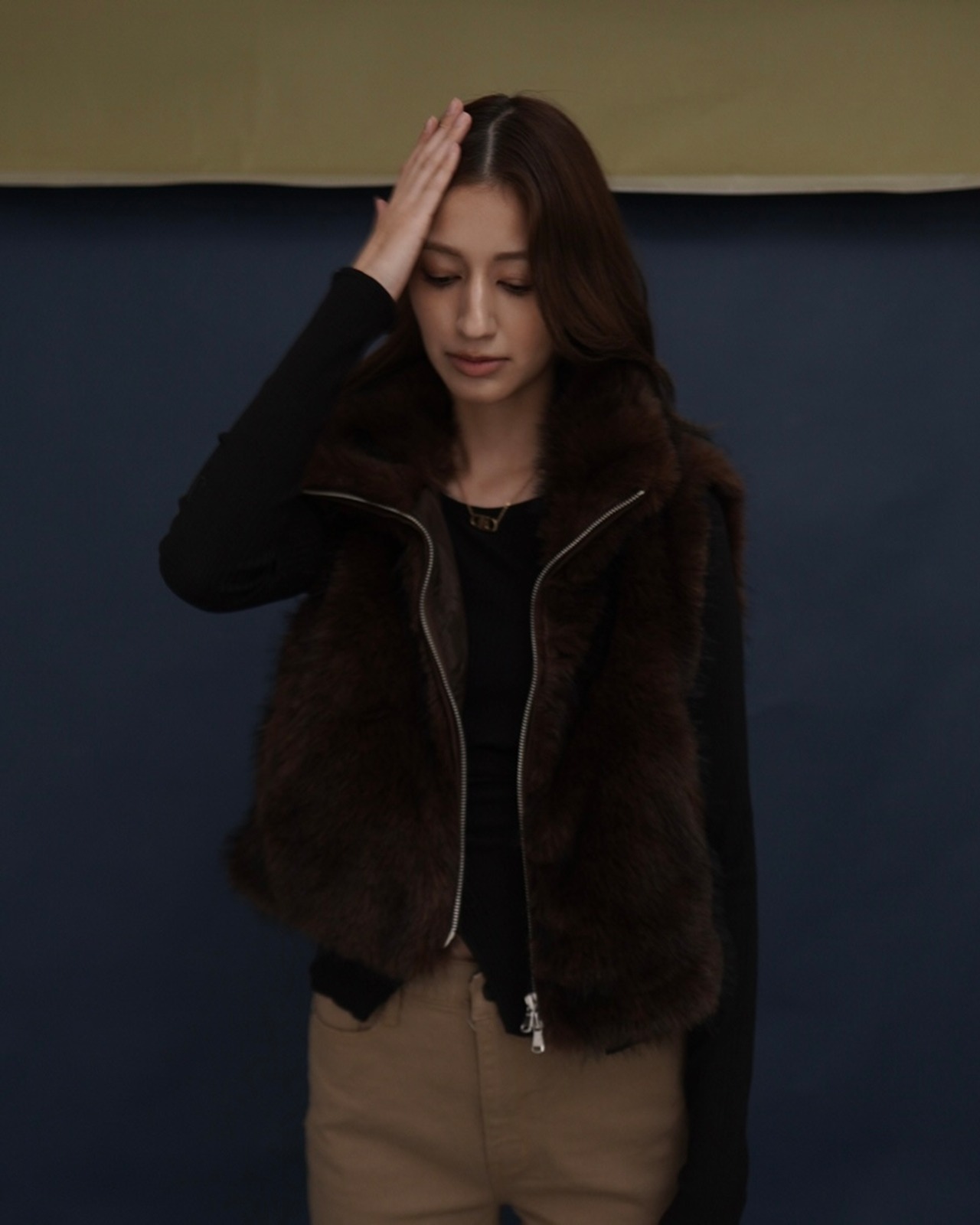 mix fur stand VT／ Darkbrown×Black