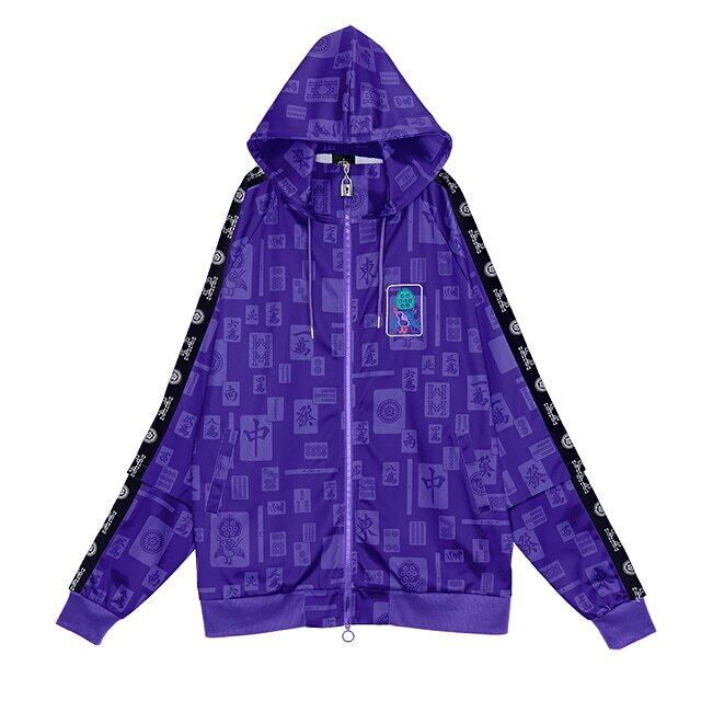 【 LISTEN FLAVOR】サイバー麻雀2WAYジャージパーカー （パープル）2513520 リッスンフレーバー ジャージ トップス ストリート サブカル 地雷系  ユニセックス オーバーサイズ