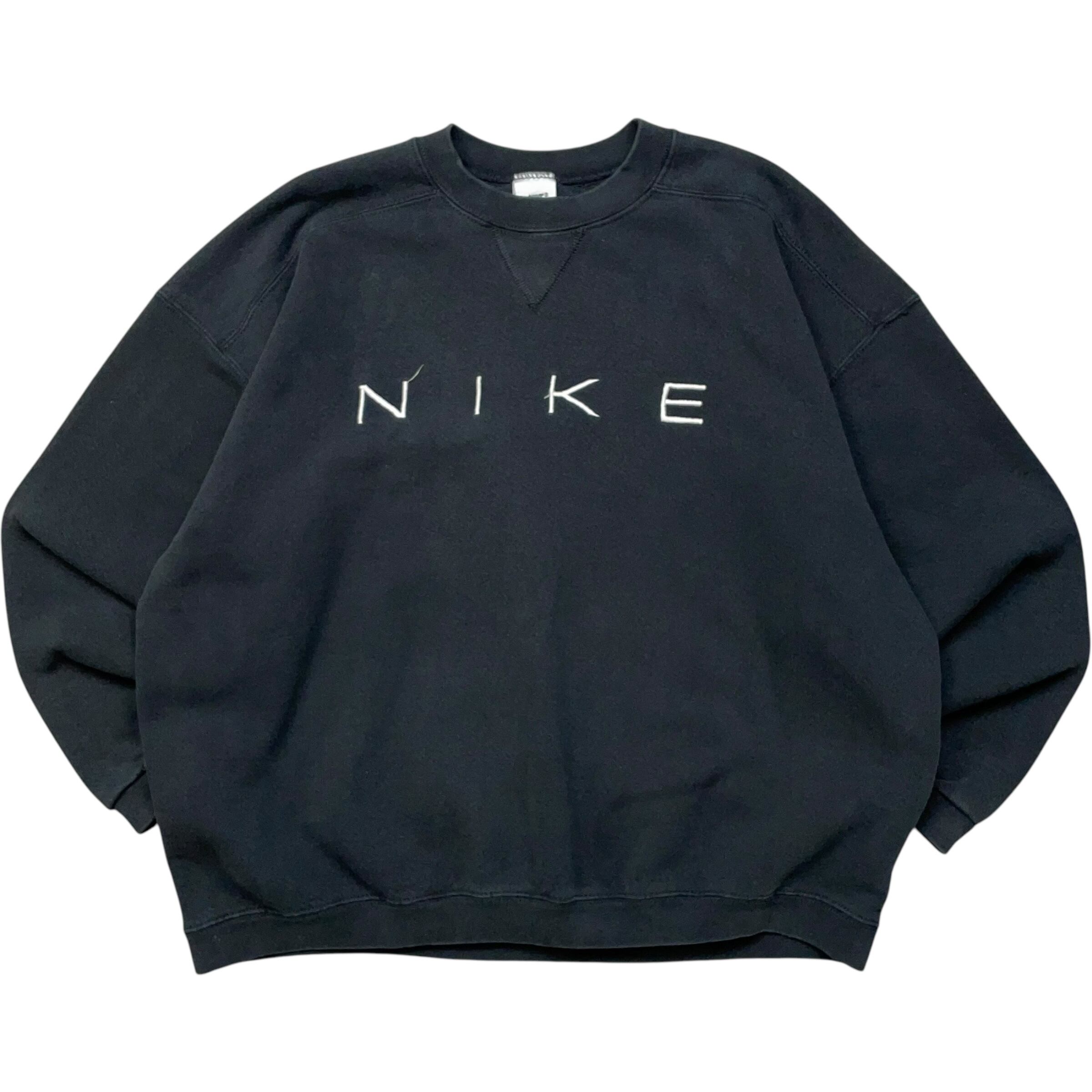 《M》NIKE ナイキ ワンポイント NIKE 刺繍 スウェット ブラック USA製 90年代 vintage no.5503