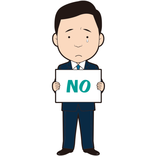 「NO」フリップを持つ男性ビジネスマン