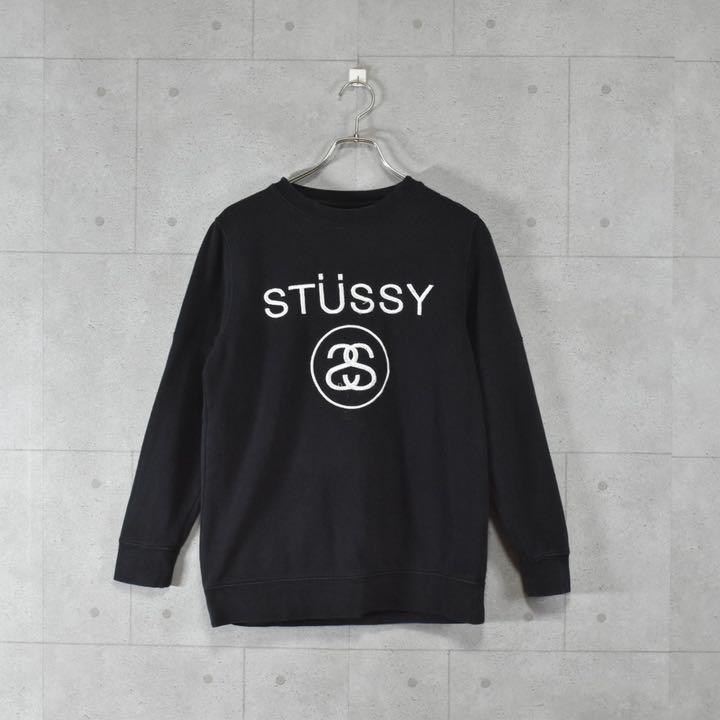 80s 黒タグ　STUSSY ステューシー　刺繍ロゴ　ブラック　スウェット