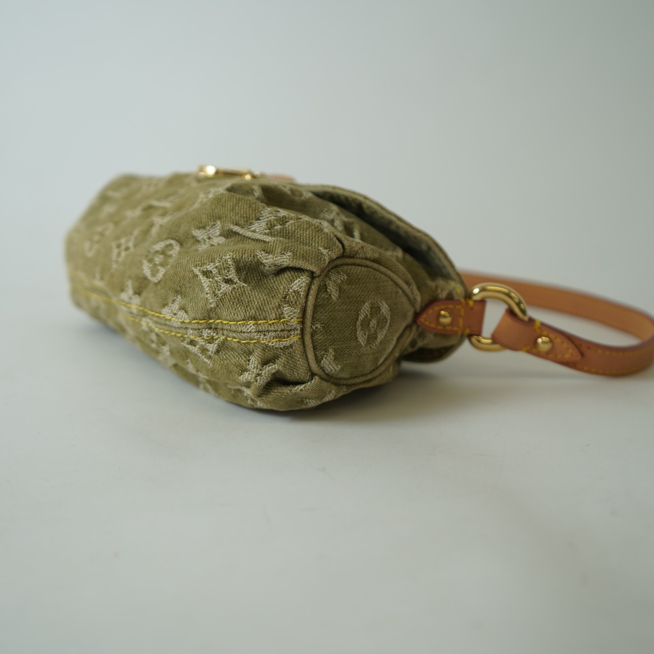 LOUIS VUITTON ルイヴィトン モノグラム デニム ミニ プリーティ ハンドバッグ M95217 カーキ