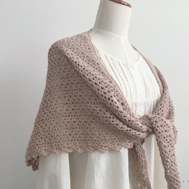 【編み図のみ】方眼編みの簡単三角ストール(印刷版)