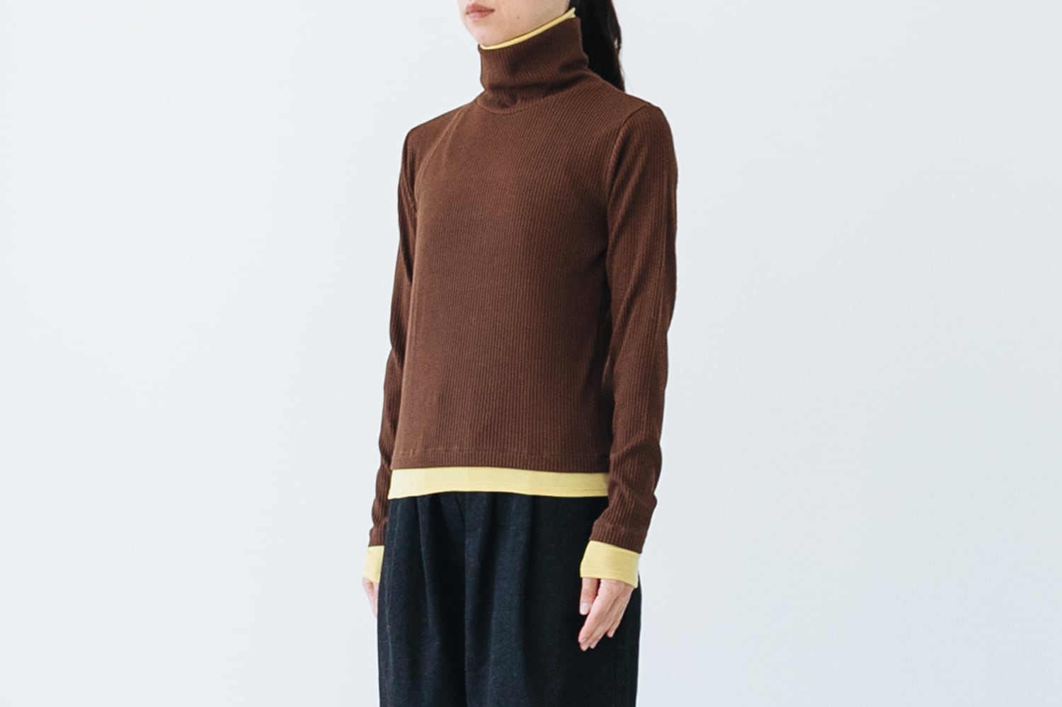 RANDOM RIB FAKE LAYERED HENLEY : ランダムフライス フェイクレイヤード タートル