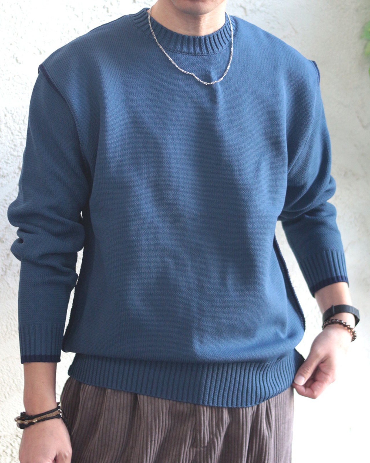 再入荷！【n'OrLABEL】あったか配色ラインクルーニット　(251102)