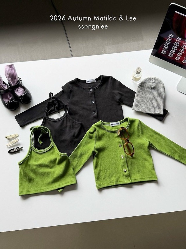 【予約】matilda&Lee レースホルターカーディガンセット 26autumn 女の子　小学生　キッズ　韓国子供服　海外ファッション　nicoru. ニコル　子供服