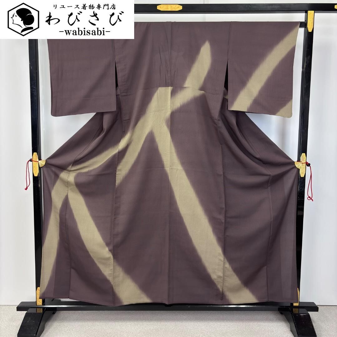 夏着物 紗紬 型染 雪輪に花模様 紺色 トールサイズ K-6086 着物 きもの