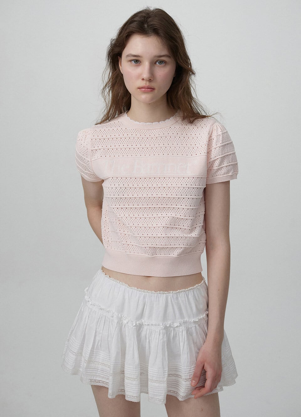 トップス The Barnnet Helen Logo Jacquard Knit Top The Barnnet] Helen Logo Jacquard Knit Top_Pink 正規品 韓国ブランド
