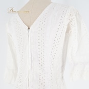 フラメンコ 衣装 トップス ブラウス 白 レース フリル 無地 穴開きレース ダンス 発表会 透け感 ホワイト系 フェミニン ナチュラル おしゃれ 可愛い トップス レディース カジュアル パーティ お洒落