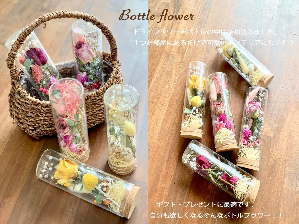 ドライフラワーボトル5color&サシェギフトボックス&リボン付きセット