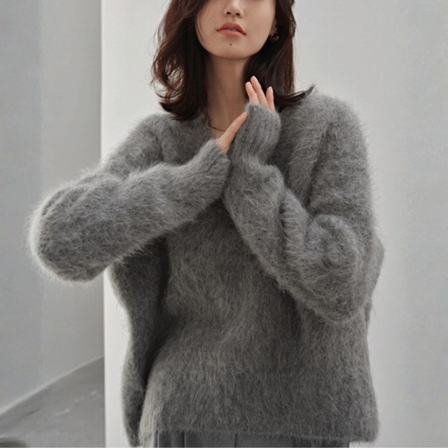 Vネック 長袖 オーバーサイズ ニット　204550