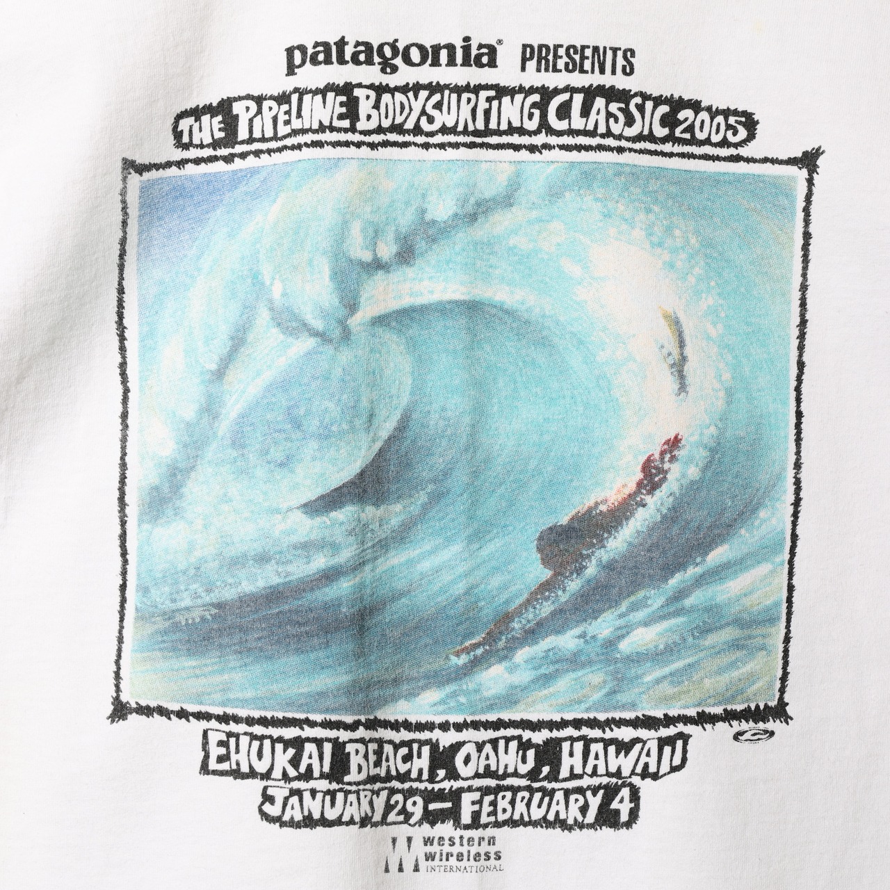 美品 M 05年 Patagonia “The Pipeline Bodysurfing Classic 2005” サーフTシャツ パタゴニア