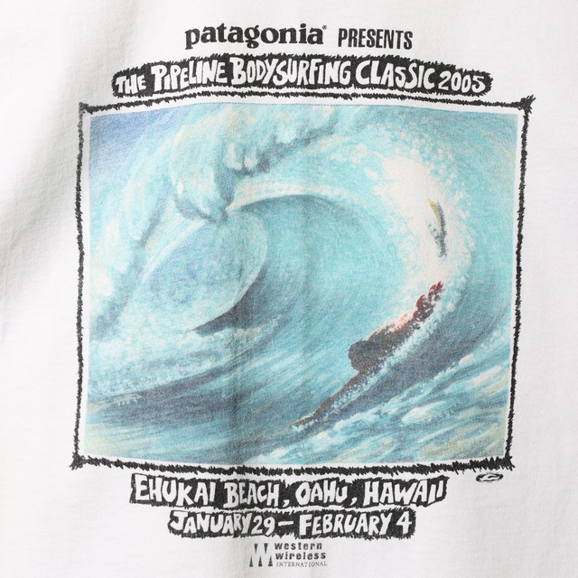 美品 M 05年 Patagonia “The Pipeline Bodysurfing Classic 2005” サーフTシャツ パタゴニア