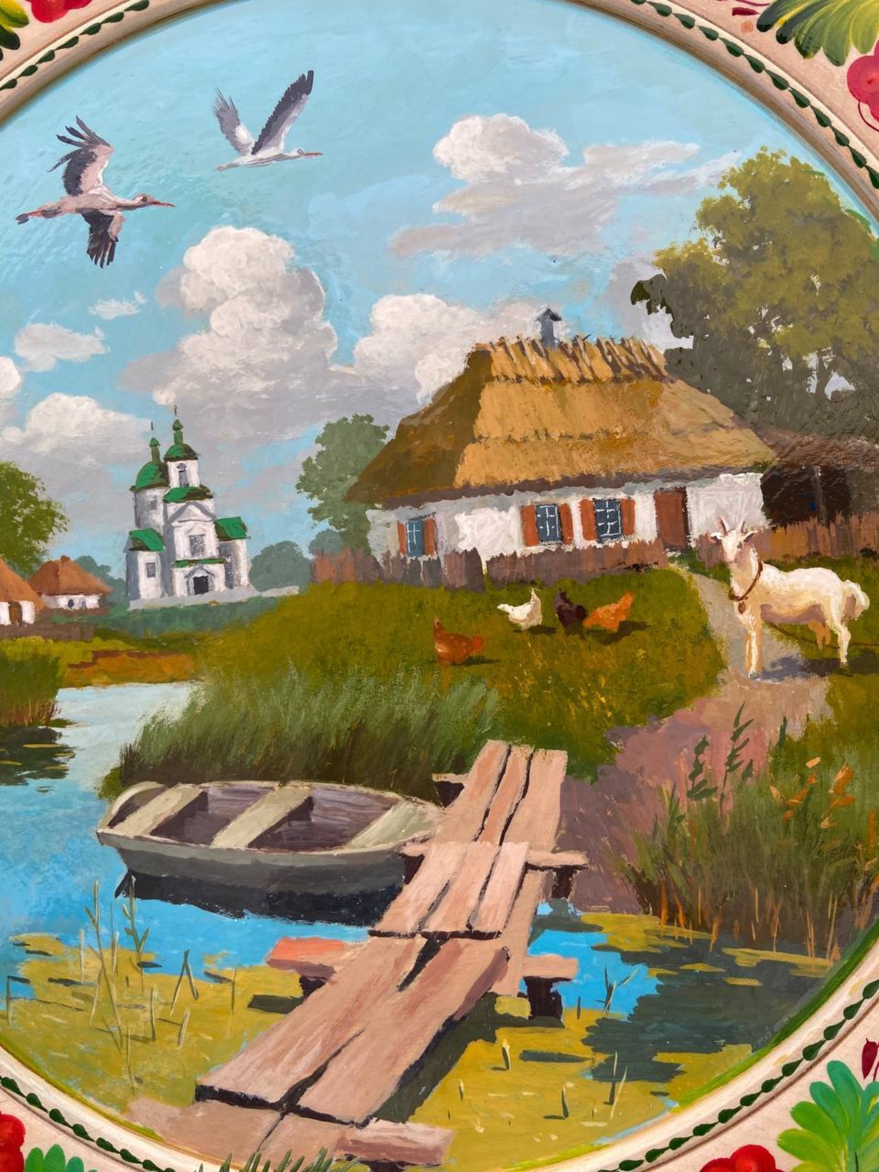 ペトリキウカ塗りのプレート（巨匠ホロベッツ作）35cm - 3