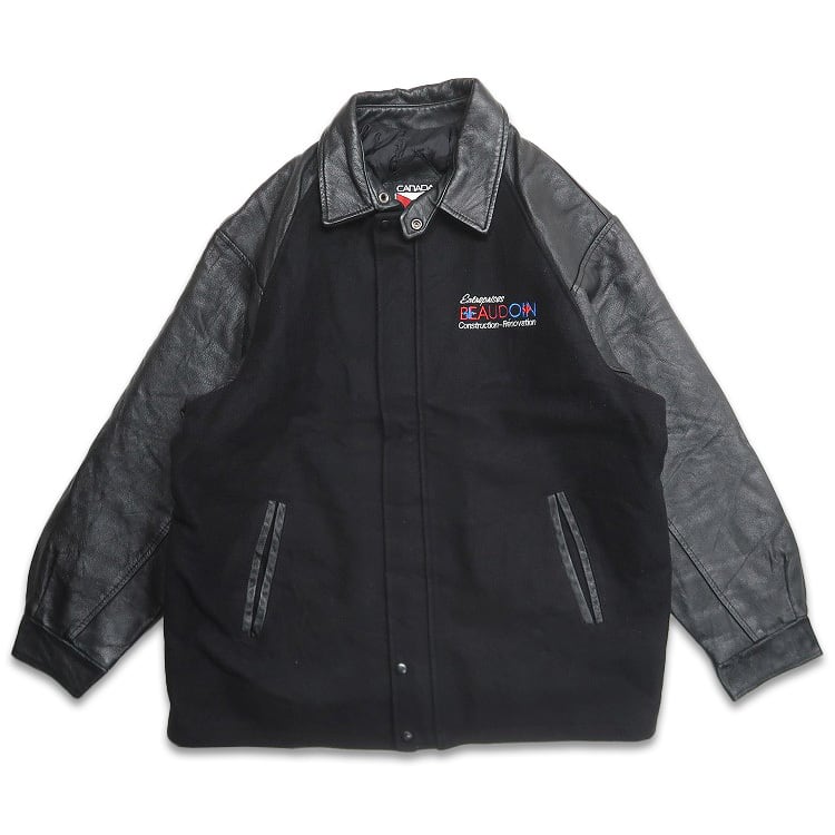 古着 カナダ製 CANADA SPORTSWEAR 企業ロゴ 刺繍 ウール スタジャン 袖