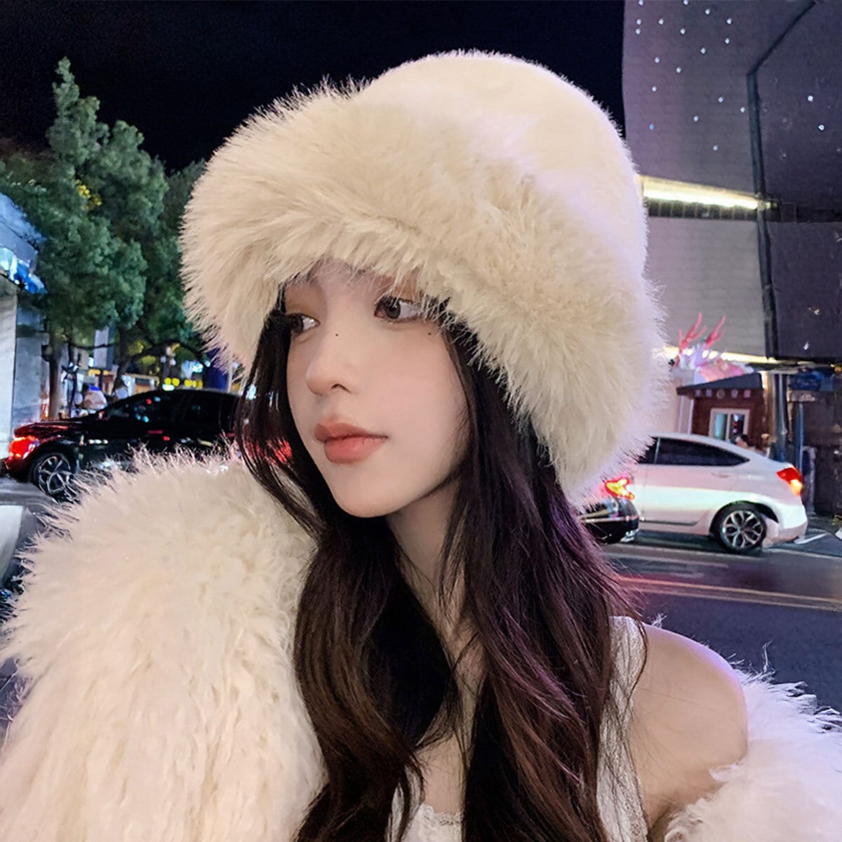 バケットハット ファー ハット レディース 秋冬 韓国 防寒 保温 暖かい ふわふわ もこもこ おしゃれ きれいめ 大人 かわいい 小顔 帽子 ファーハット エコファー 大人可愛い 大人女子