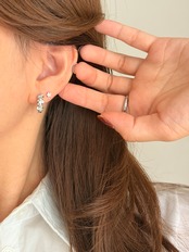 S925 シルバーフラワーフープピアス