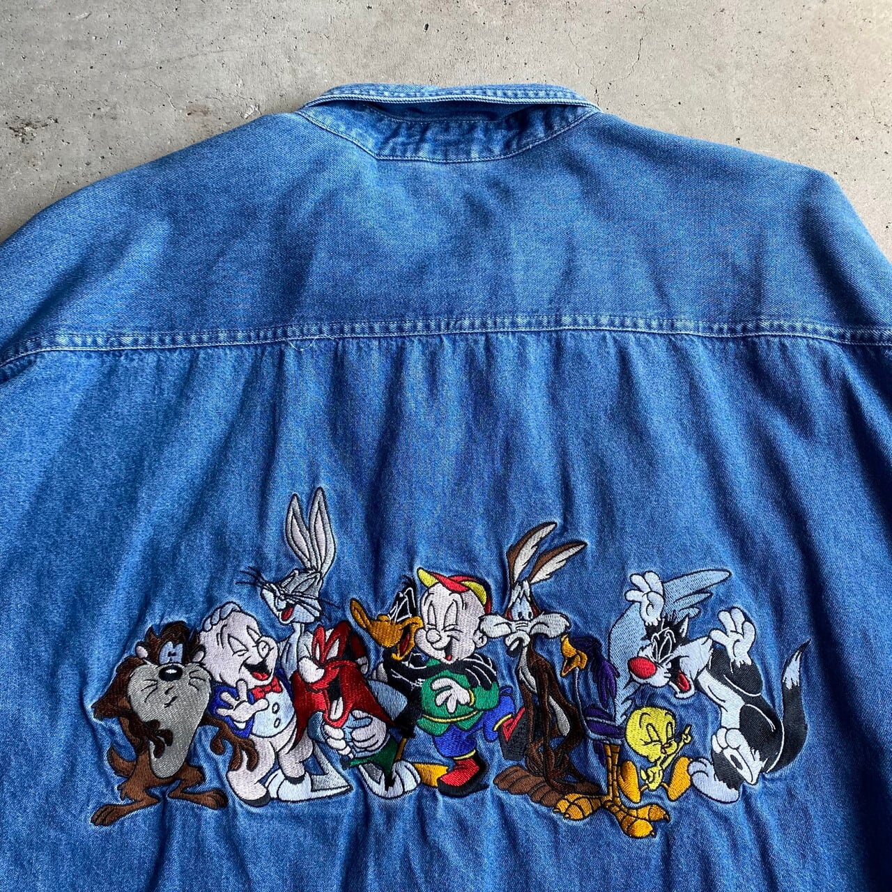 【超希少】looney tunes  刺繍　バッグプリント　シャツ　1994年製