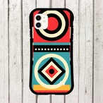 受注生産 iPhoneケース 赤青同心円の縦長護符柄｜魔除け柄 TALM030B