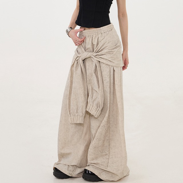 wide leg pants with a waist wrap style　腰巻風ワイドレッグパンツ　J0947
