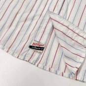 HILFIGER DENIM トミーヒルフィガー ストライプ柄 半袖シャツ サイズ L /メンズ/ホワイト/ミニフラッグ刺繍