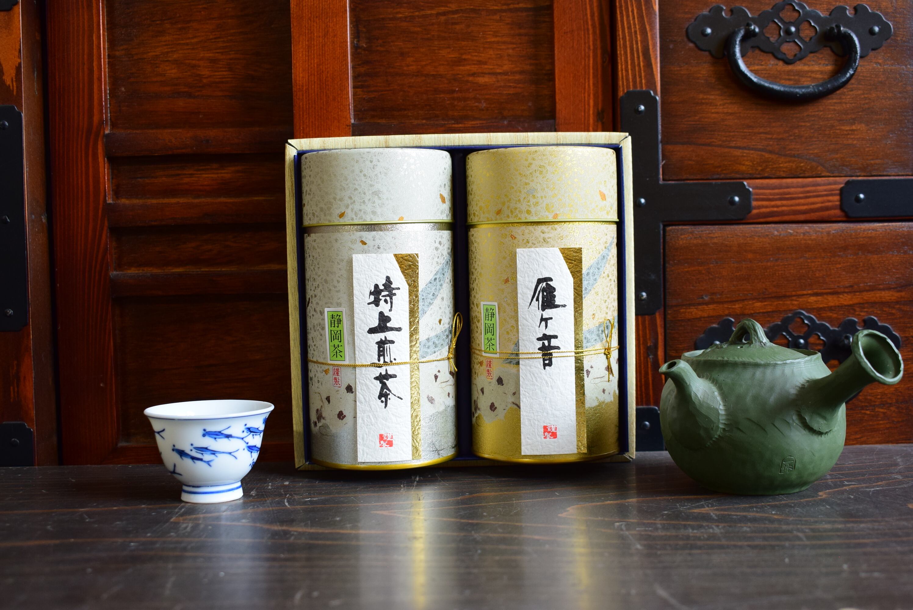 静岡茶 特上煎茶 深蒸し茶 和紙貼り茶缶 (1本入り) 内容量:180g※和紙