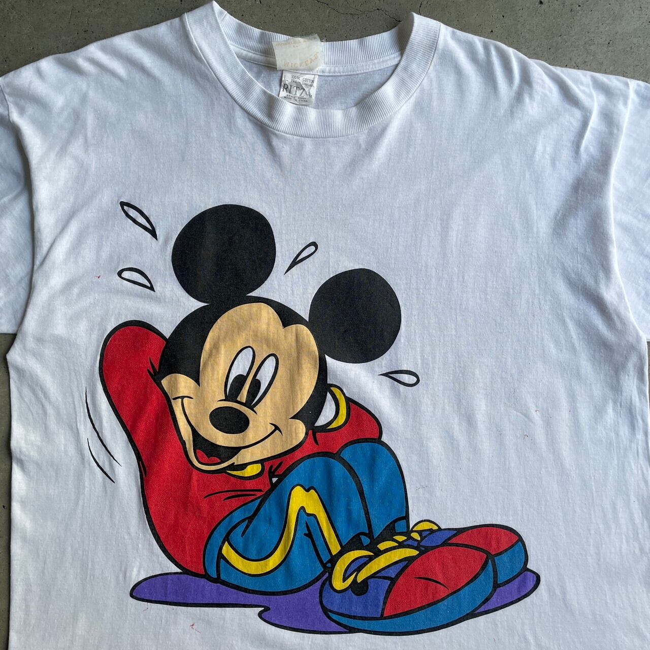 90年代 MICKEY MICKEY MOUSE ミッキーマウス キャラクタープリントTシャツ メンズL ヴィンテージ /eaa258115