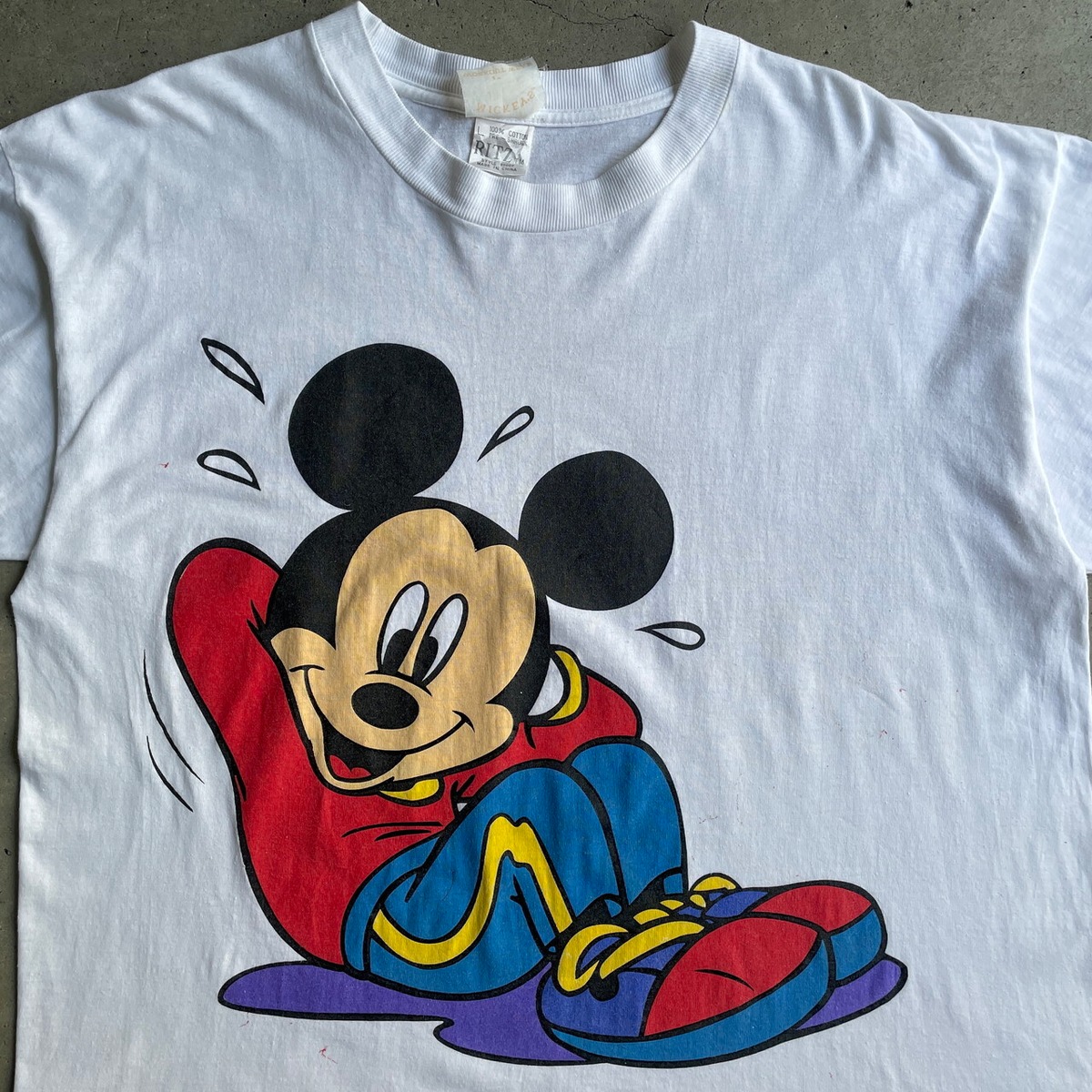 90年代 Disney ミッキーマウス キャラクタープリント Tシャツ メンズL 