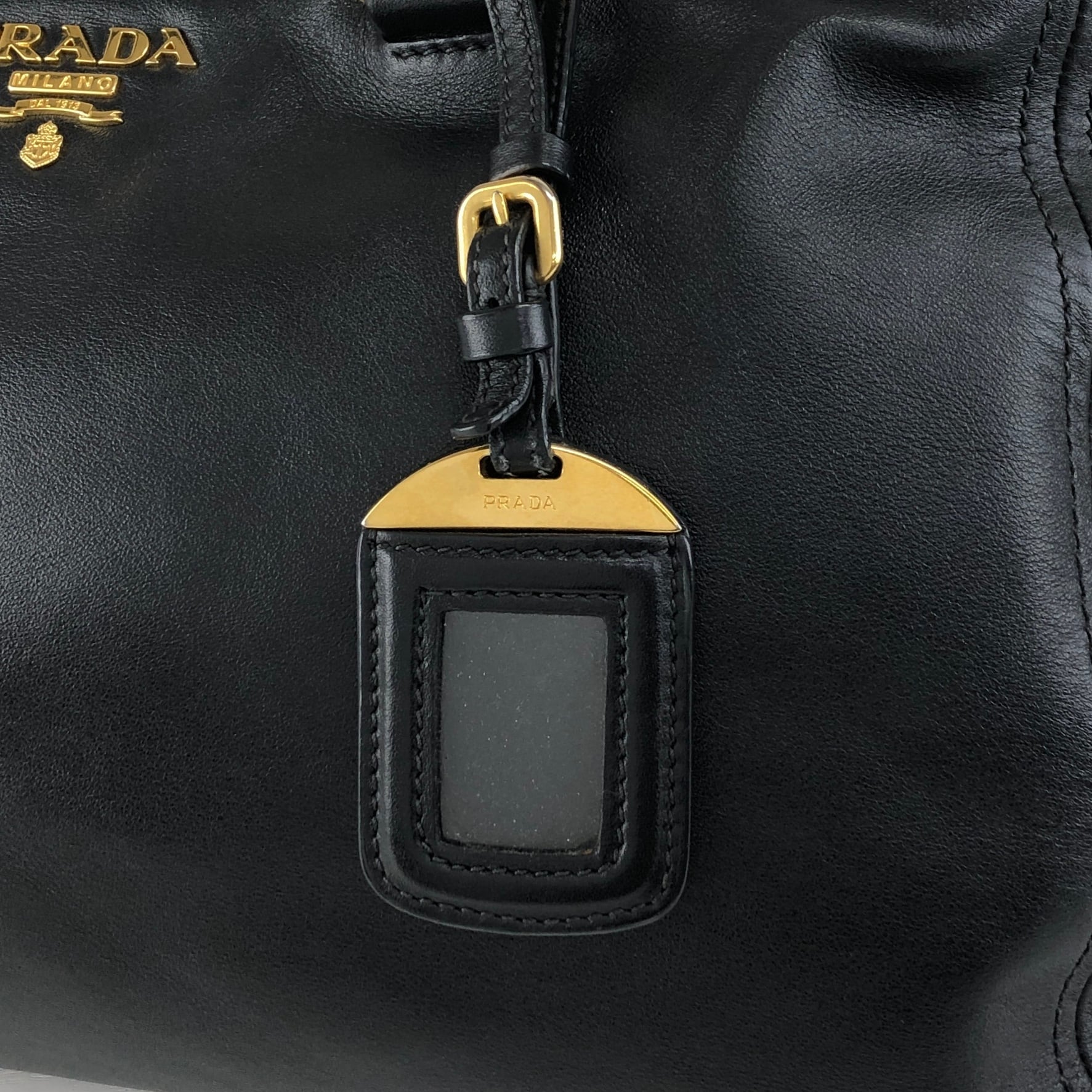 PRADA プラダ ショルダーバッグ ブラック ロゴ レザー ボストンバッグ